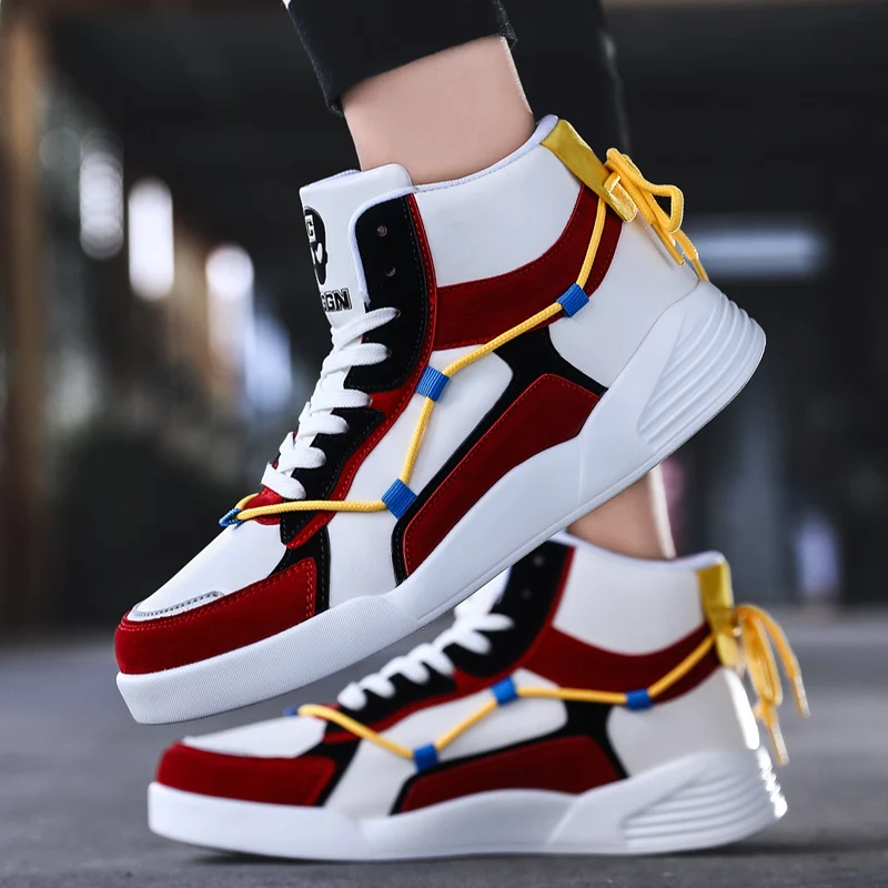 

Men's winter sports shoes new non-slip shock absorption youth students wild lightweight running casual shoes high to help