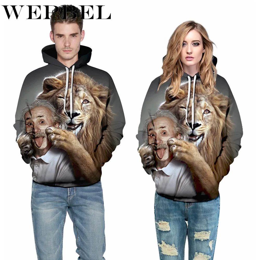 WEPBEL мультфильм каваи толстовки 3D печатных Лев негабаритных Мужская Женская Толстовка пуловер с длинным рукавом толстовки с капюшоном топы