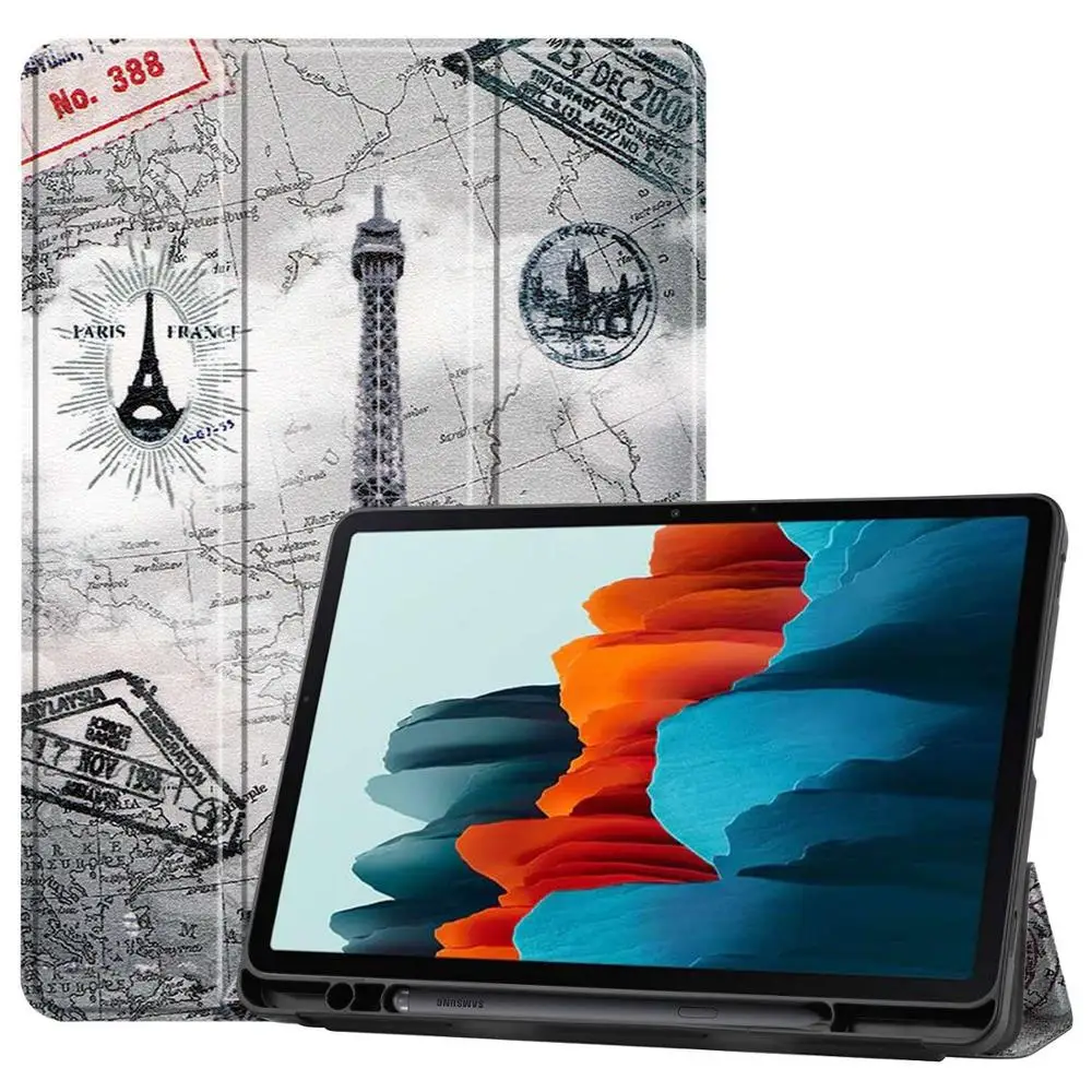 

Case For Samsung Galaxy Tab S7 2020 11'' T870 Art With Pencil Holder Smart Sleep Wake Tablet Shockproof Cover