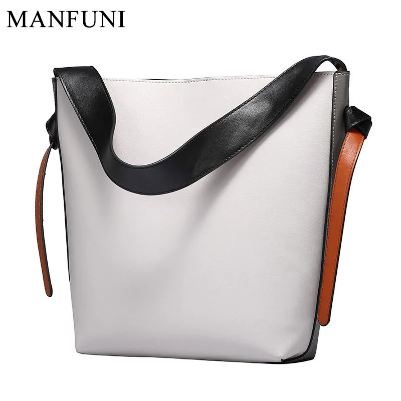 

Simple Design Bucket Bag For Women 100% Genuine Leather Fashion Shoulder Bag Large Capacity Daily Casual Tote Shopping Bag