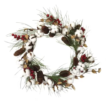 

30cm Christmas Floral Artificial Pine Cone Berry Wreath Door Hanging Wall Window Decoration Festival Xmas Decor