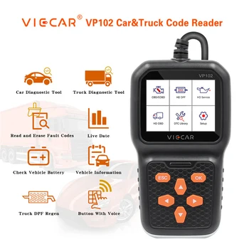 

Viecar VP102 OBD2 Car Code Reader Scanner Supports J1939 J1708 Automotive Trucks Diagnosis Tool