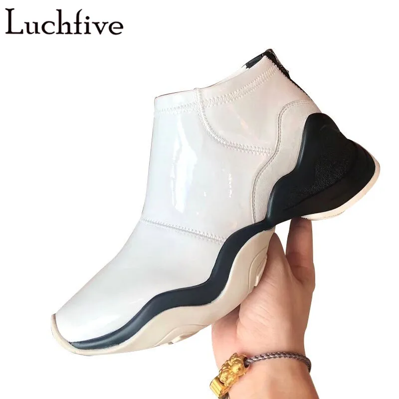 

New style Casual Shoes Woman Round Toe Runaway Ladies Shoes Black White Slip On Wedges Shoes For Women Zapatos De Mujer