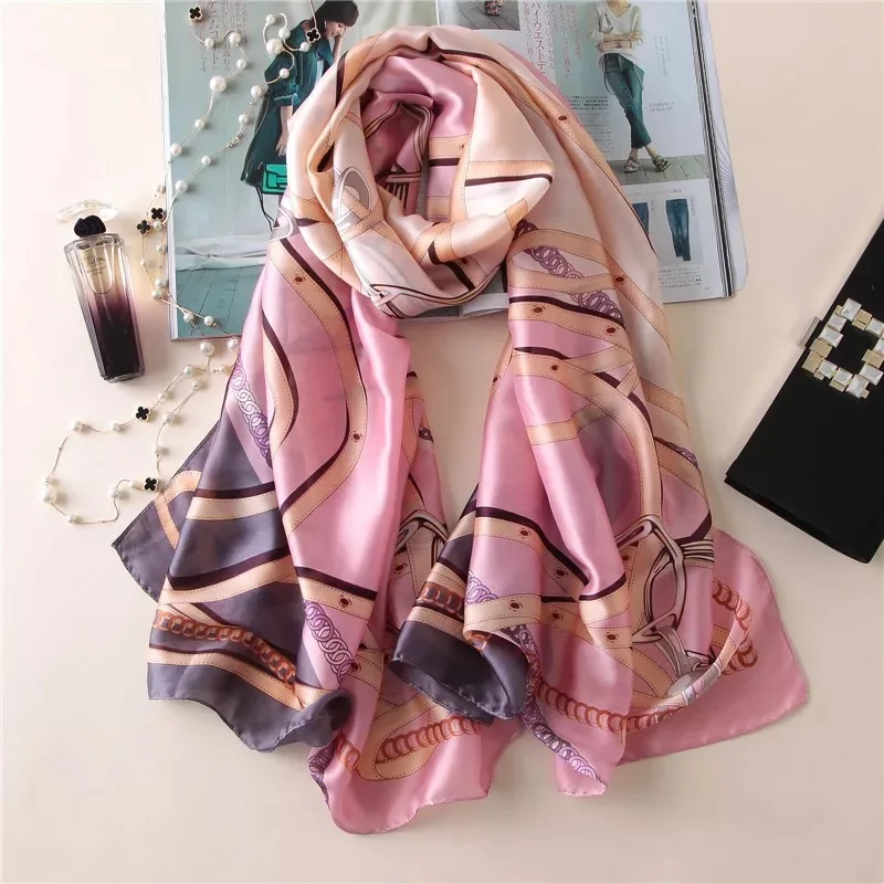 Роскошный бренд хиджаб летние женские шарфы мягкий длинный Шелковый женский палантин с принтом и обертывание пашмины бандана пляжные палантины - Цвет: 36