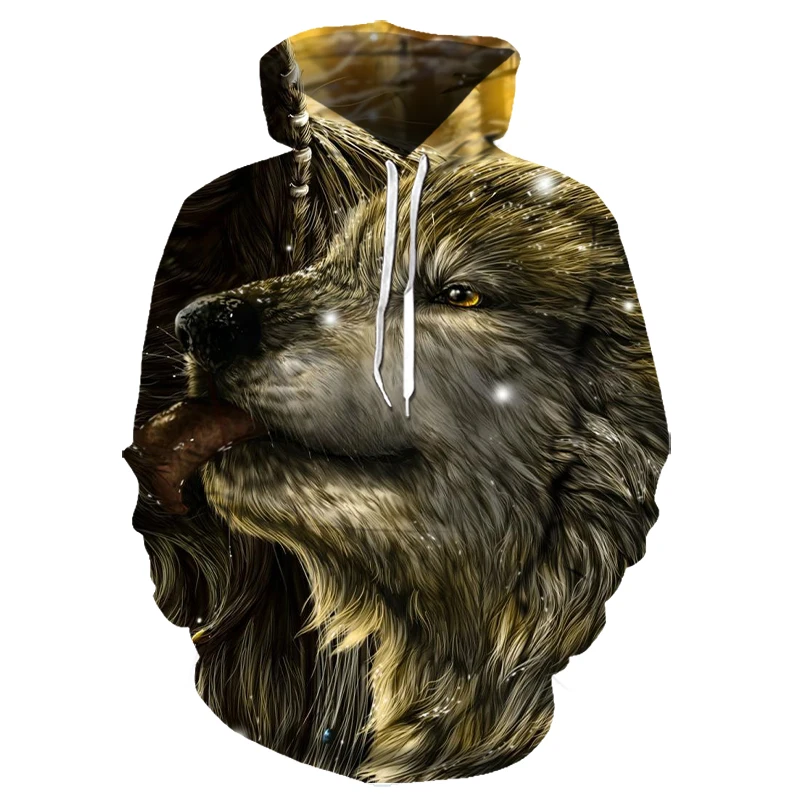 LMS-1519 Толстовка с капюшоном в виде животного, синяя, флуоресцентная, Волчья Голова, 3D принт, свободная, с капюшоном, для мужчин и женщин, осенняя и зимняя повседневная куртка, толстовка - Цвет: LMS-1519