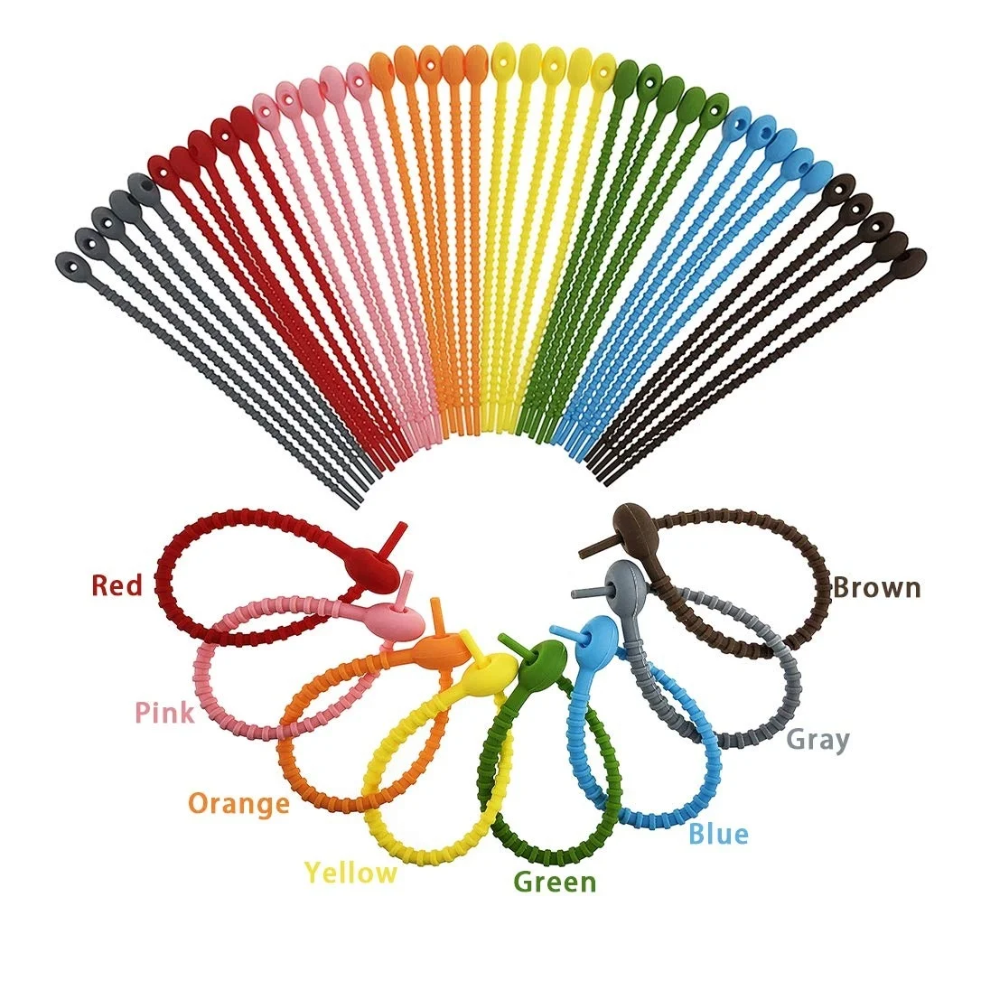 8 шт. силиконовые кабельные стяжки разных цветов умные стяжки шнур ремешок для проводов резиновые стяжки сверхпрочные Многоразовые стяжки на молнии