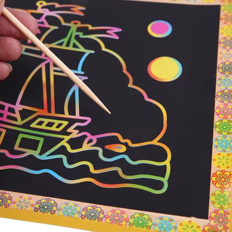 А4 DIY соскабливающая карточка для рисования односторонняя детская живопись карта бумага ж/ручка