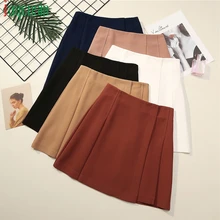 Офисная Повседневная Женская юбка, тонкая, высокая талия, летняя мода, мини юбка размера плюс, плиссированная, одноцветная, на молнии, элегантная женская юбка