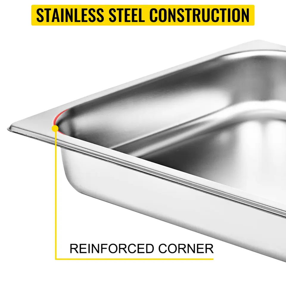 CURTA 6 Padelle Gastro 1/2 Profondità 10 Cm – Acciaio Inox 18/8 Impilabili, Per Buffet E Ristorazione - 6