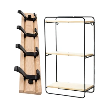 

2 Pcs Nordic Style Bedroom Coat Rack Clothes Hanger Hooks Closet Wooden Hat Racks Coat Hanger Wall Hook Multi-Function Storage H