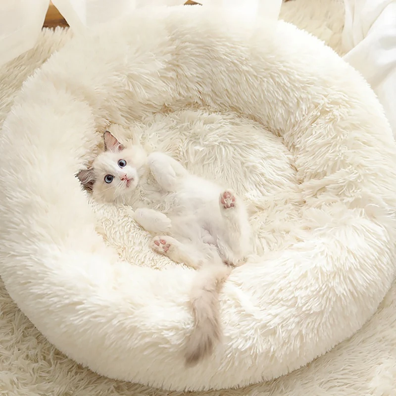 Круглая подушка-пончик для кошек и собак, ортопедический рельеф, саморазогревающийся и уютный для улучшения сна, машинная стирка(несколько размеров