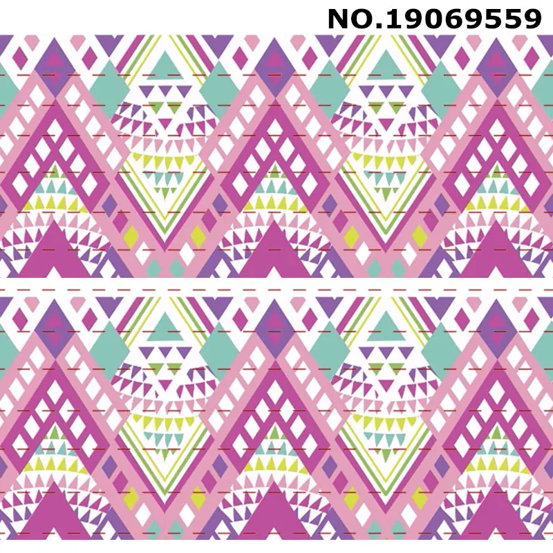 19069559 10 ярдов-разные размеры-лента Grosgrain-принт с геометрическим узором/19069559-9573 - Цвет: 19069559