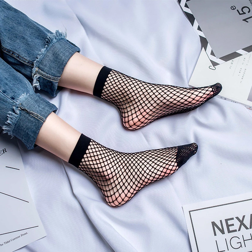 

3 Pairs Mesh Femme Sexy Meia Sokken In The Net Fishnet Sock Kapron Paragraph Hollow Ankle Women's Calcetines Nylon Thin Boat