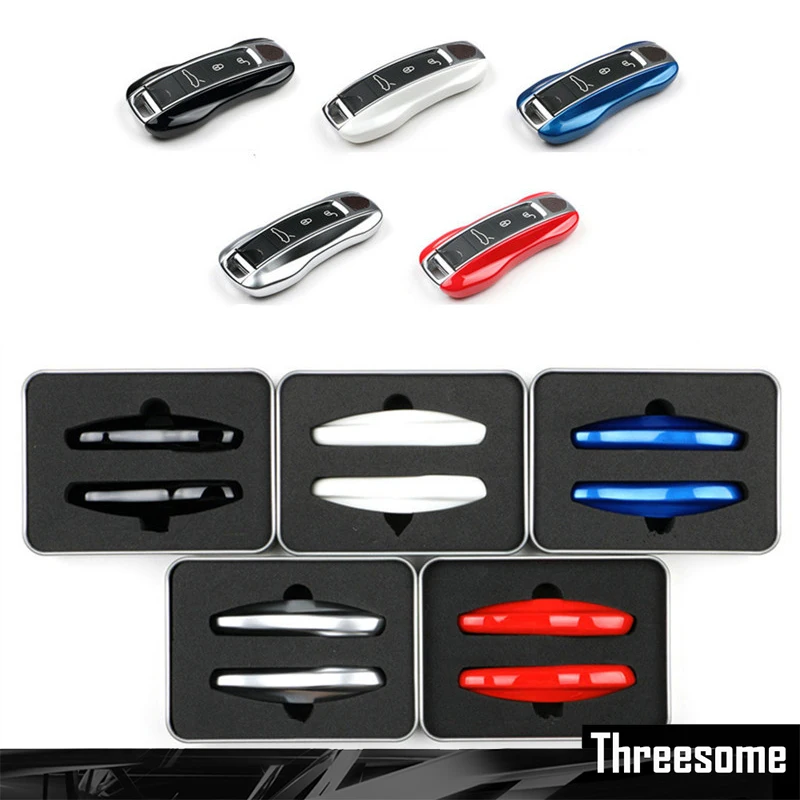 

SRXTZM 2pcs/set For Porsche Panamera 17+, Cayenne 2018+ Remote Fob Key Case Shell Cover ABS Newest Red Blue Chrome Black White