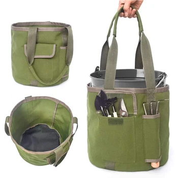

30L Garden Bag Reusable Gardening Lawn and Leaf Bags Canvas Portable Yard Waste Bag with Drawstring Waterproof Garden Bag PI669