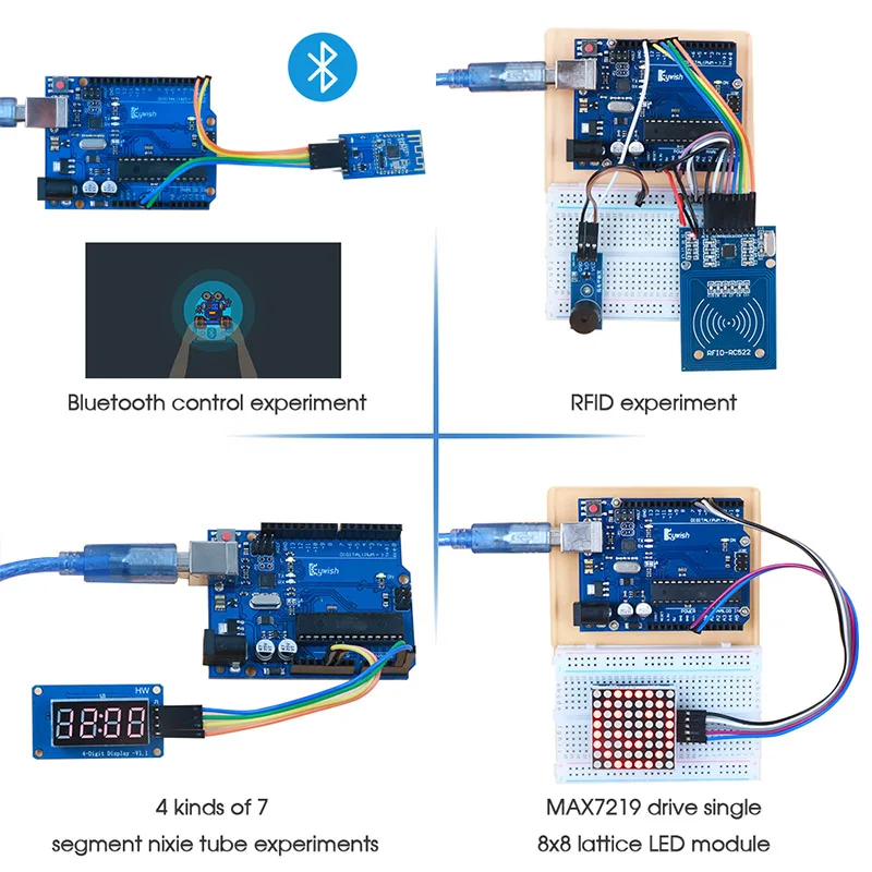 Keywish RFID супер стартовый набор для Arduino R3 с 34 уроками, полный модуль, Без припоя, поддержка управления приложением и царапин Mblock