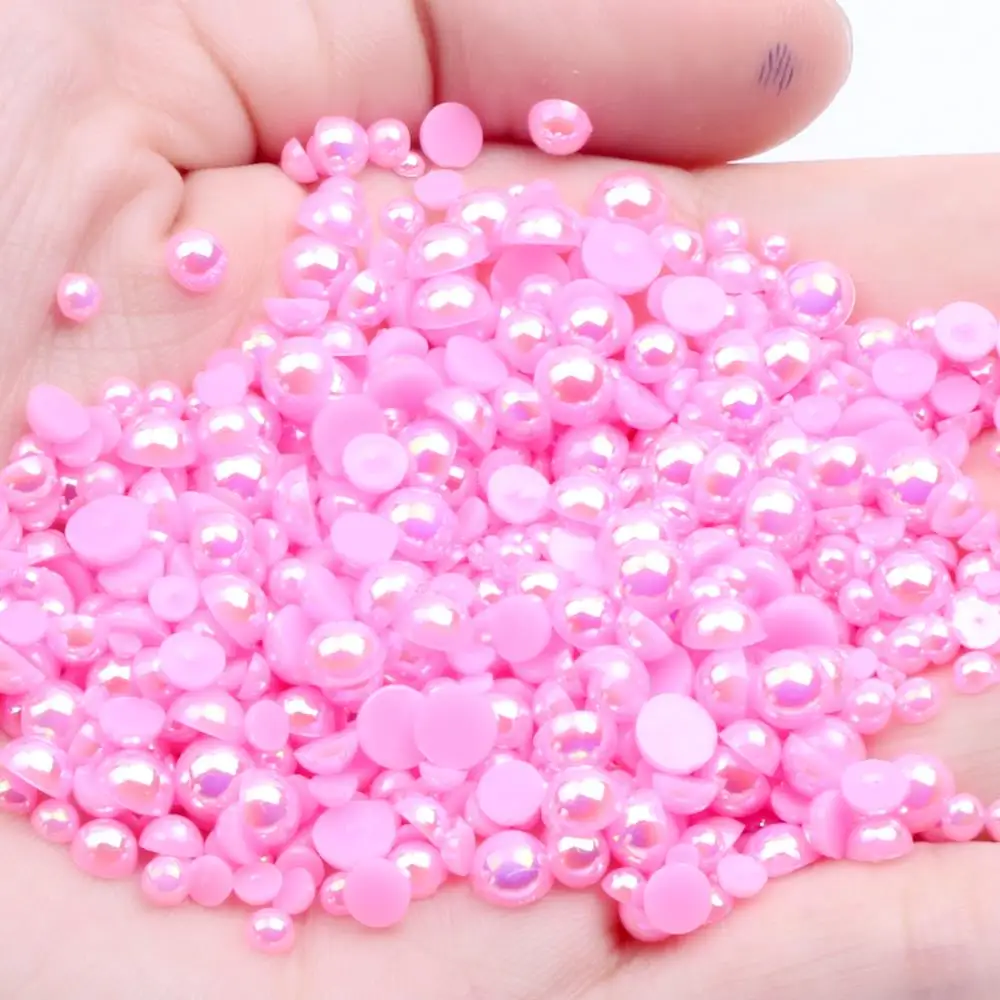 3mm 1000pcs Resin Beads Many AB Colors Loose Imitation Flatback Half Round Pearls For Jewelry Nails Art Tips Decoration - Цвет: 08 light rose AB