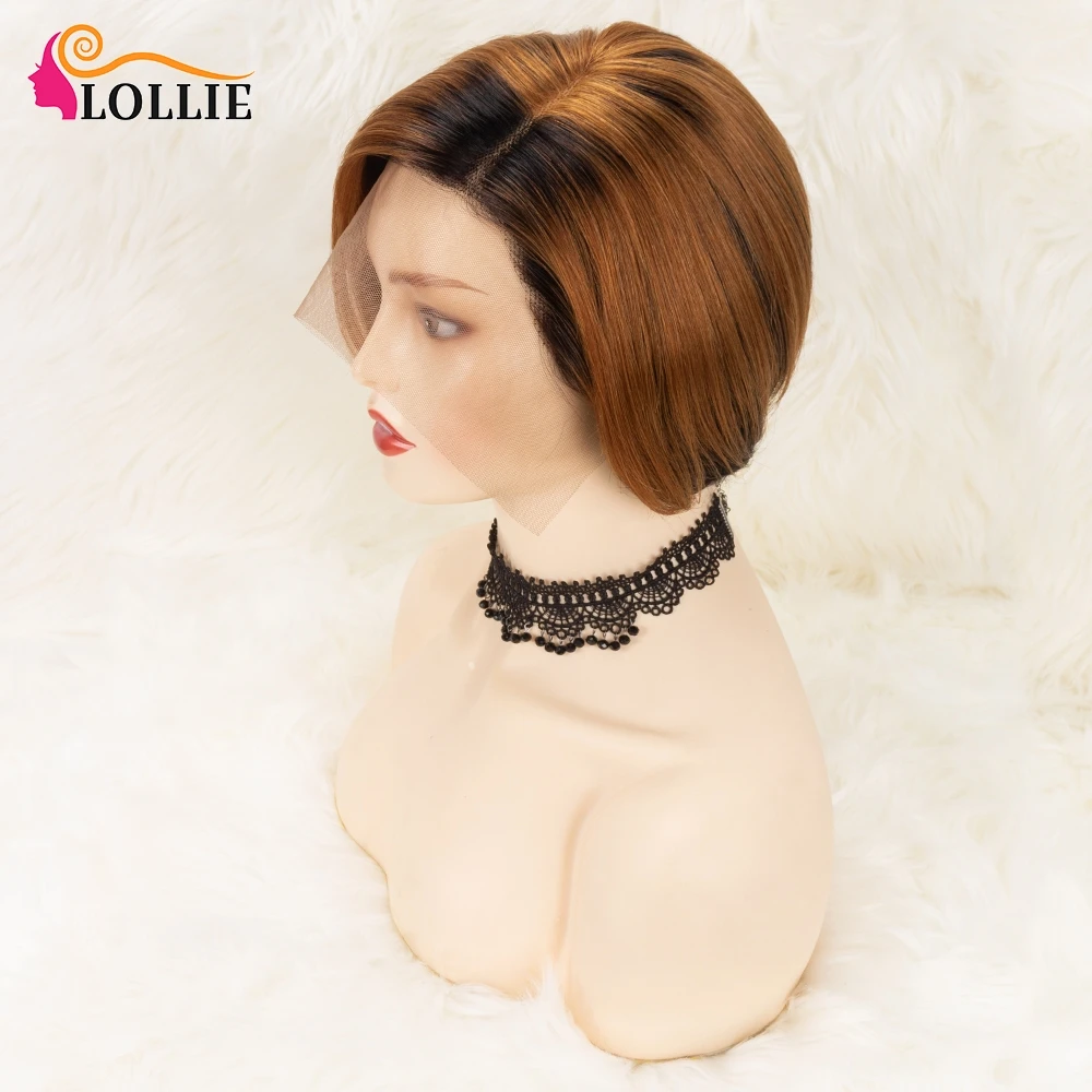Parte do laço perucas curtas pixie corte