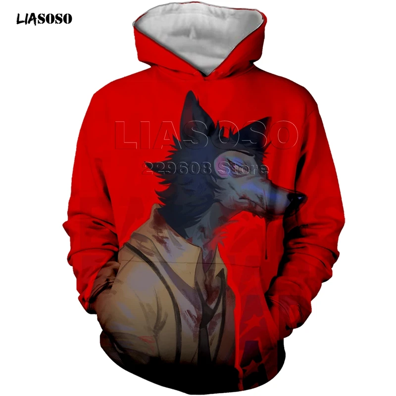 LIASOSO, новинка, Повседневный, 3D принт, для женщин, мужчин, BEASTARS, стильная толстовка, зимняя, толстовка, хип-хоп, пуловер, BEASTARS, Harajuku, толстовка, пуловер