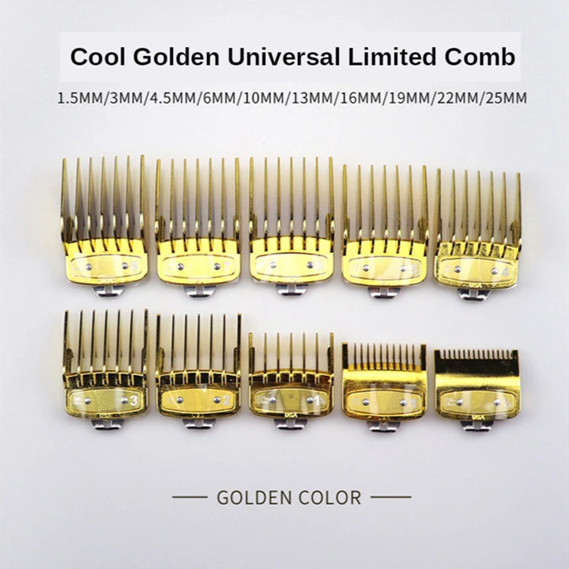 10PCS Professional Cutting Guide Comb Hair Clipper Limit Comb with Metal Clip For WAHL 1.5/3/4.5/6/10/13/16/19/22/25MM G0717 3