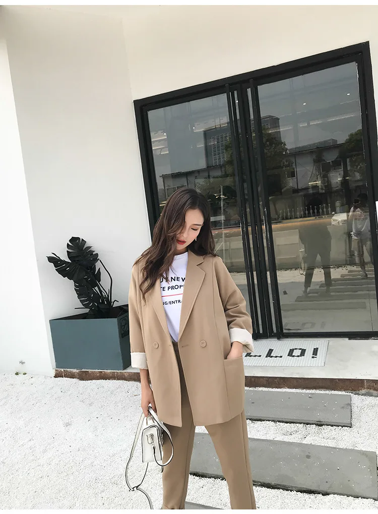 Solid Women Suits Set Elegant Office Lady Business Blazer Jacket& Pencil Pant Women Suits Set Women Clothing Sets Ladies Suits