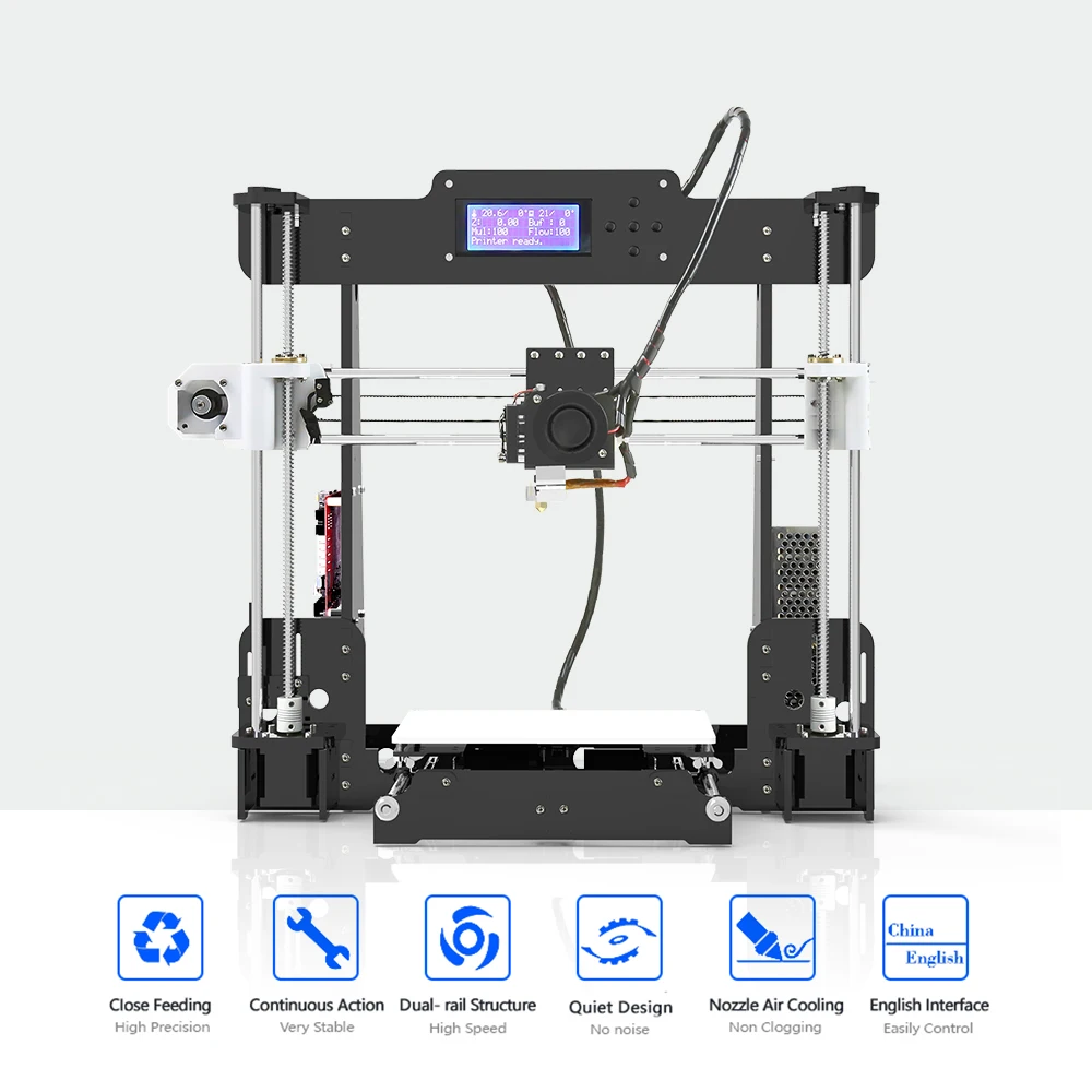 3D принтер Anet A8 Reprap Prusa i3 с двойным электродвигателем Z открытым исходным кодом