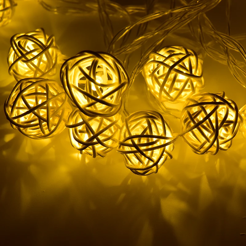 20 Luminaria Led Ротанговые шары сказочные декоративные световые гирлянды на батарейках Свадебные украшения