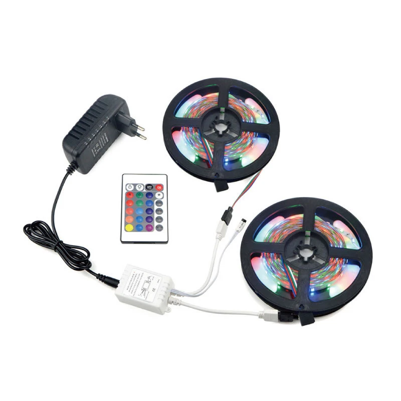 Светодиодные фонари без каких-либо Водонепроницаемый 2835 Smd Rgb комплект шатер с 24-клавишным контроллером декоративные светильники черный Fpc штепсельная вилка европейского стандарта