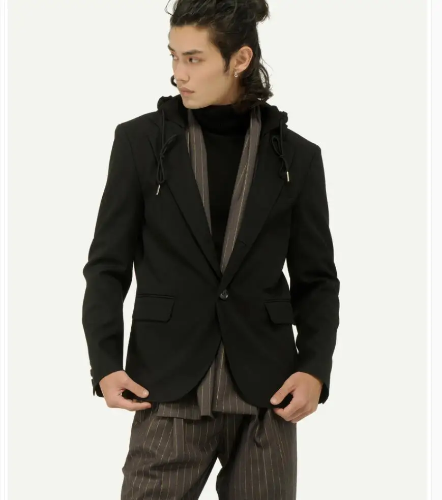 

S-6XL 2019 Men's clothing fashion Star GD hair stylist personality design Hat and Tie Suit plus size Singer costumes