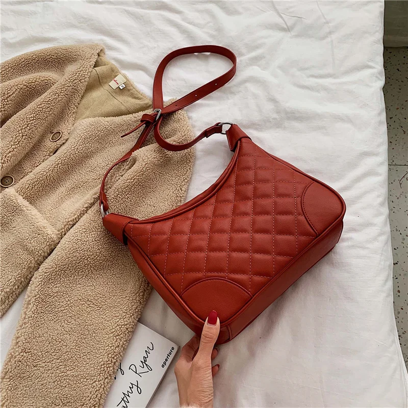 brick red Однотонные сумки через плечо из искусственной кожи для женщин, зимние простые Стильные сумки через плечо, женские сумки - Цвет: brick red
