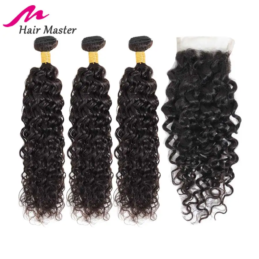 

Hair Master Water Wave Bundles With Closure Brazilian Hair Weave Remy Bundles With Closure Human Hair 3 Bundles With Closure