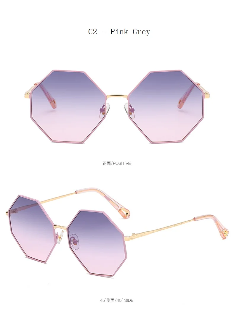 Большие многоугольные женские солнцезащитные очки, новинка, роскошный бренд, шестиугольник, солнцезащитные очки, Ретро стиль, модные женские квадратные очки с металлической оправой