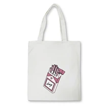 Милая женская Холщовая Сумка-тоут с принтом бутылки напитков, модная сумка на плечо для сигарет, сумки на плечо с принтом, женские хлопковые сумки для покупок