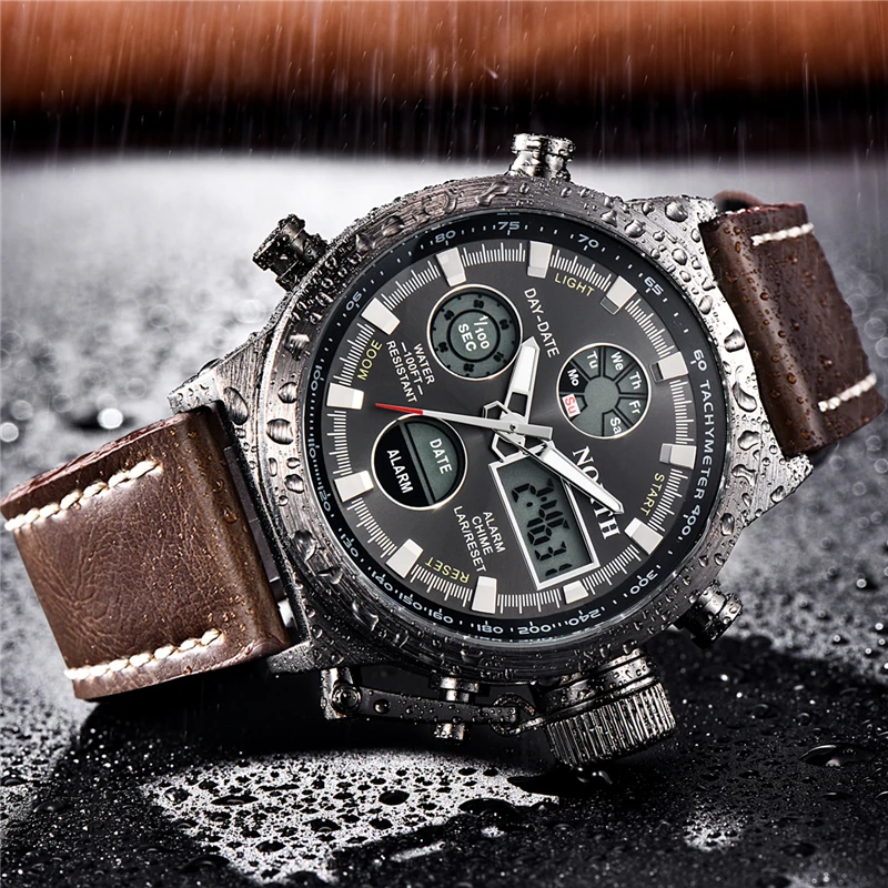 Часы наручные NORTH Мужские кварцевые роскошные модные спортивные