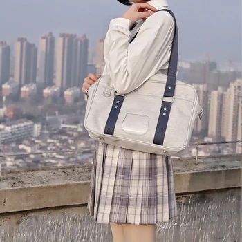 

Cute simple Messenger Bag Briefcase JK Uniform Bag Large Capacity Tote Shoulder Bags College Students Women Leather Handbag
