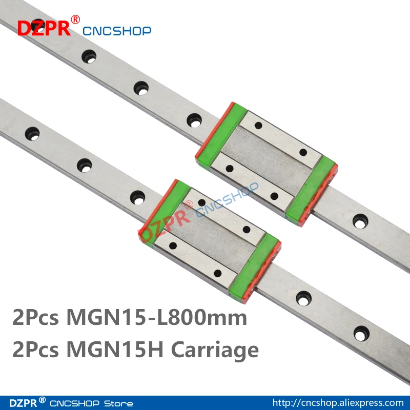 

MGN15 800mm 2Pcs 31.50 in Miniature Linear Rail 2Pcs MGN15H Carriage Block for 3D Printer CNC Machine CNC Parts