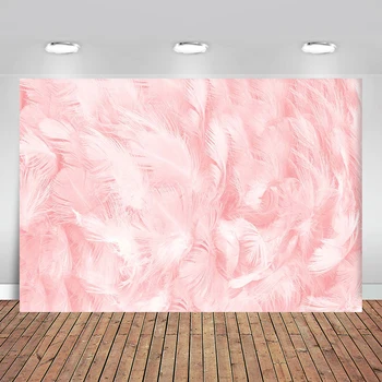 

Pink Backdrop Feather Newborn Baby Shower Jewelry Background Photo Call Photodecorations Photography Background for Photo Studio