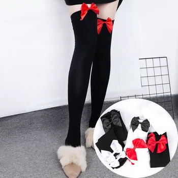 

Fashion Sexy Bowknot Stockings Women Stretch Lace Bow Thigh High Stockings Over Knee Stockings Female Long Stay Up Stockings
