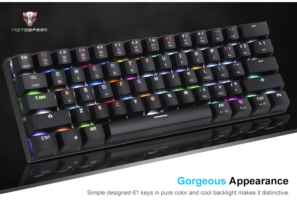 Motospeed ck62 teclado com fioteclado bluetooth modo