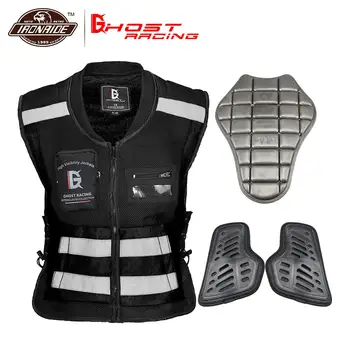 

GHOST RACING Reflective Vest Motorcycle Vest Protector Motorcycle Jacket Motorbike Riding Biker Vest Moto Green Yellow Black