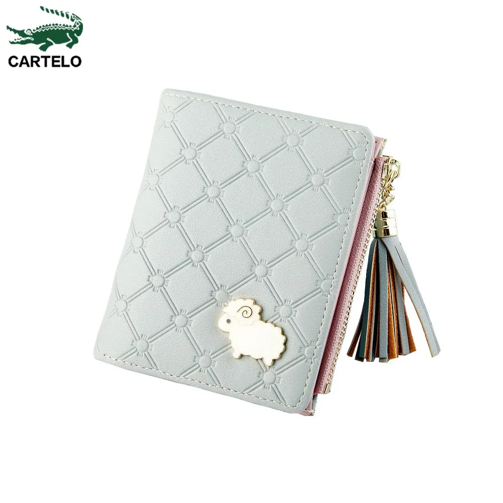 

CARTELO The new wallet ladies short cartoon coin purse Korean version of the wallet lamb tassel small wallet tide