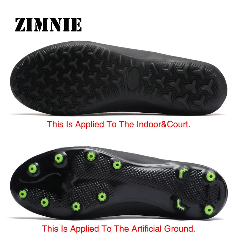 ZIMNIE Turf Black Men Soccer Shoes Kids Cleats Training Football Boots High Ankle Sport Sneakers Size 35-45 Dropshipping