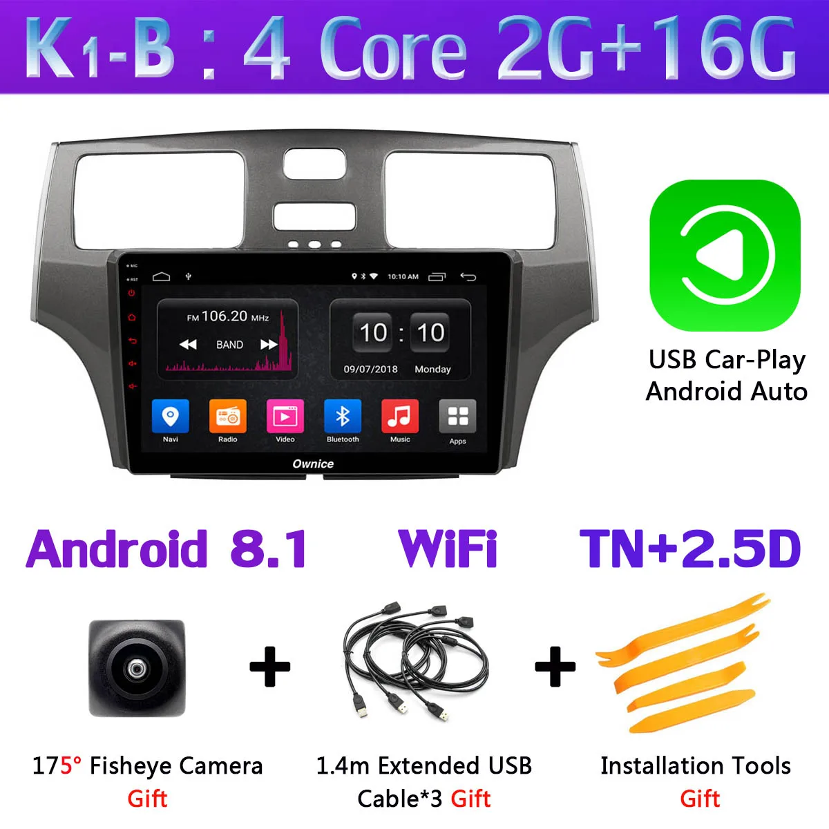 Ownice K1 K3 K5 K6 автомобильный dvd-плеер на основе Android для Lexus ES ES250 ES300 ES330 2004 2005 2006 автомобиль радио gps DSP Carplay 360 ° панорамный - Цвет: K1-B-CarPlay