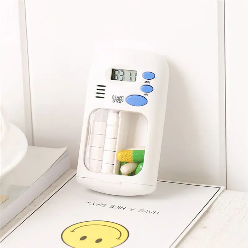 

Electronic Pill Reminder Pill Box Mini Portable Medicine Box Organizer Built-in Battery LED Display Alarm Reminder Take Medicine
