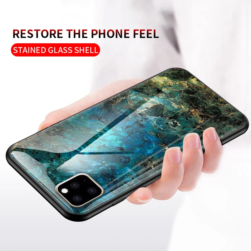 Мраморный чехол из закаленного стекла для iPhone 11 Pro Max, мягкая рамка из ТПУ, жесткое стекло, чехол для телефона для iPhone 11 XS Max XR X 8 7 6S