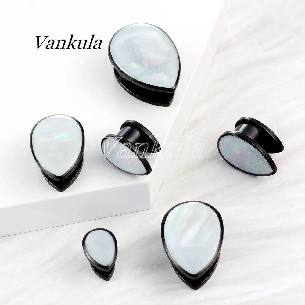 Vankula 2 шт. 316L туннели из нержавеющей стали для ушей тела с белым раковиной тело