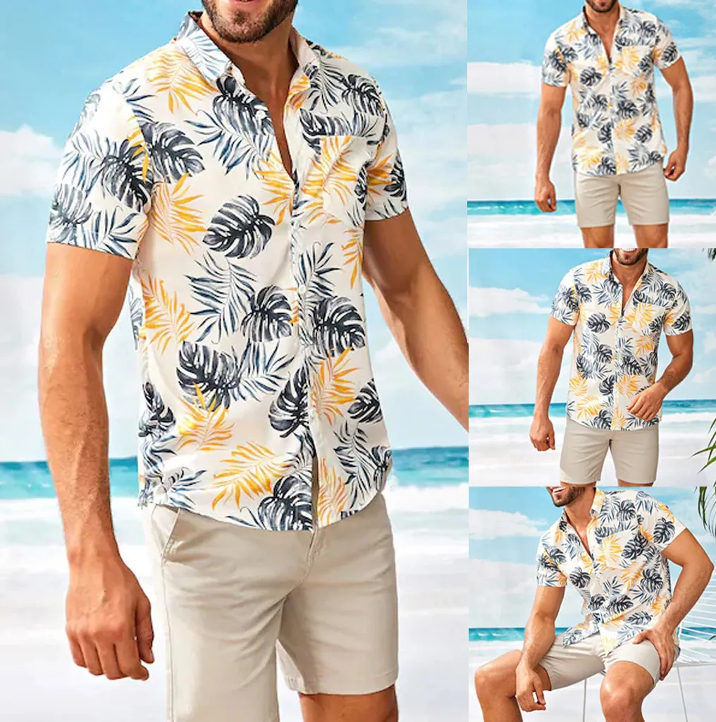 Mens Summer Fashion Stand Collar Strip Print Short Sleeve Shirt Top Heren Zomer Mode Kraag Korte | Спорт и развлечения