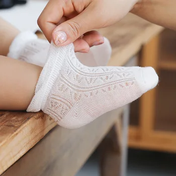 

yuxic 4pairs 2020 Summer Baby Socks Thin Hollow Out Newborn Boys Girls Short Socks Soft Cotton Baby Socks Infant Footwear