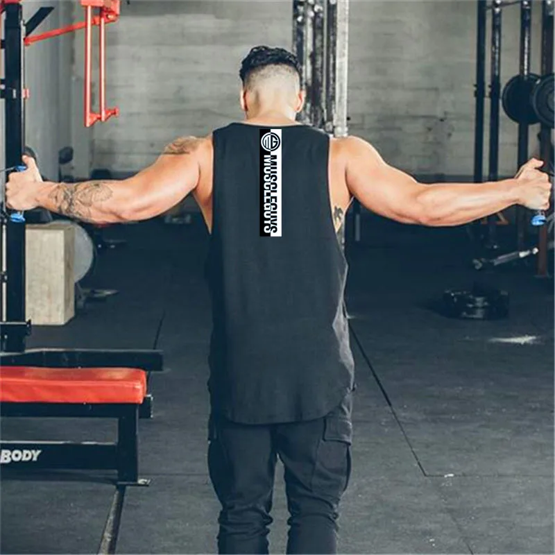 

Brand Running Shirt Mens Sleeveless Vest Summer Cotton male Tank Top Gym Clothing Bodybuilding Undershirt Workout Fitness Tops