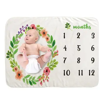 

Baby Monthly Record Growth Milestone Blanket Wreath Pattern Photography Props